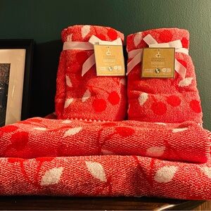 SPECIAL SALE FOR CHERRYTREES - Deborah Connolly Towel Cherry Red 2 bath towels